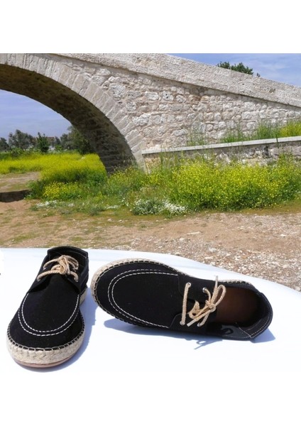 Yeti Leather Espadril Deri Günlük Erkek Ayakkabısı Bağcıklı Siyah