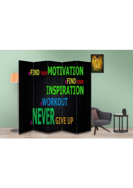 Motivasyon Temalı Özel Tasarım Paravan Room Divider 180 x 200 cm modelleri