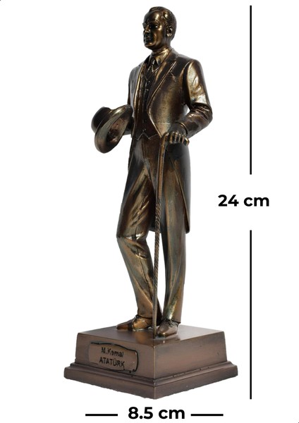 Şapkalı Atatürk Heykeli Biblo - Büyük Boy (24 cm)