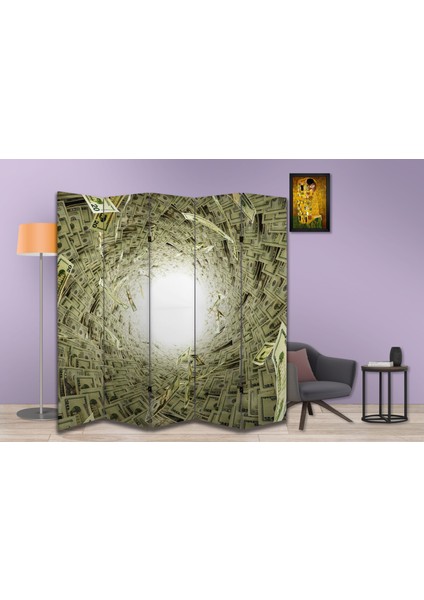 Para Temalı Özel Tasarım Paravan Room Divider 180 x 200 cm