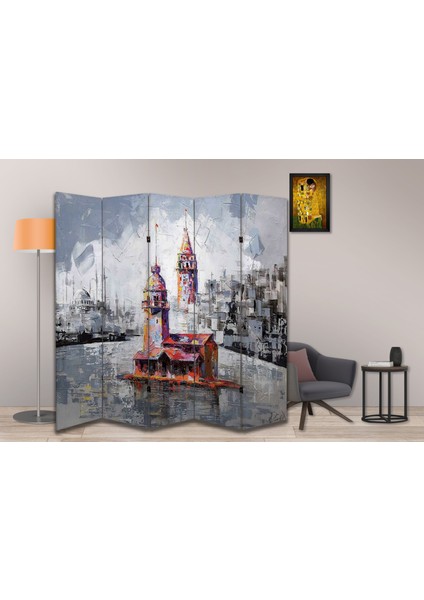 Şehir Temalı Özel Tasarım Paravan Room Divider 180 x 200 cm