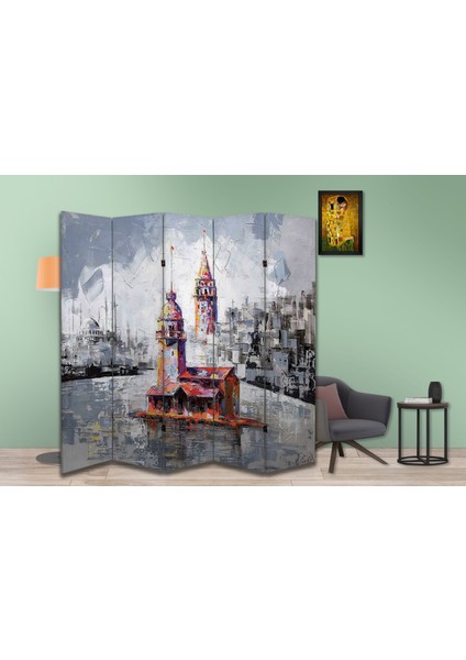 Şehir Temalı Özel Tasarım Paravan Room Divider 180 x 200 cm