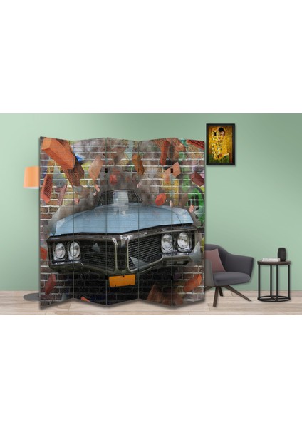 Araba Temalı Özel Tasarım Paravan Room Divider 180 x 200 cm