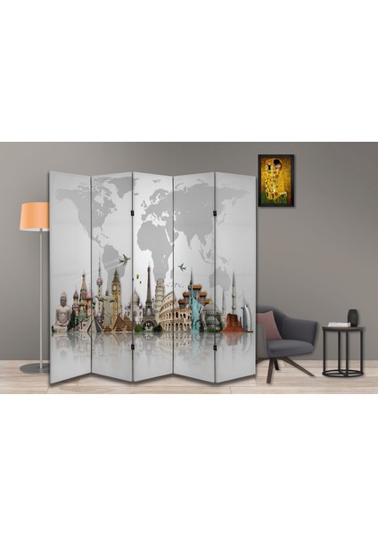 Coğrafya Temalı Özel Tasarım Paravan Room Divider 180 x 200 cm fiyatları