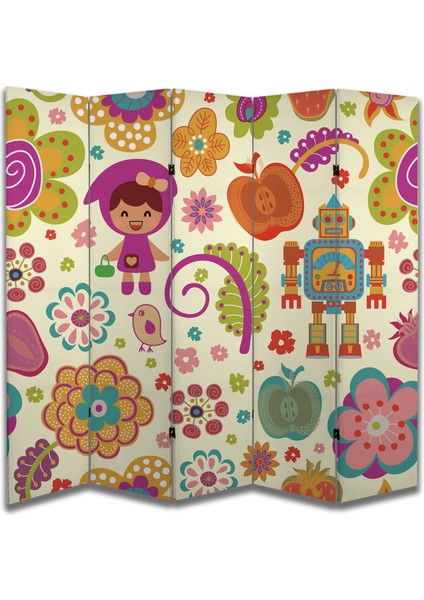 Çocuk Temalı Özel Tasarım Paravan Room Divider 180 x 200 cm