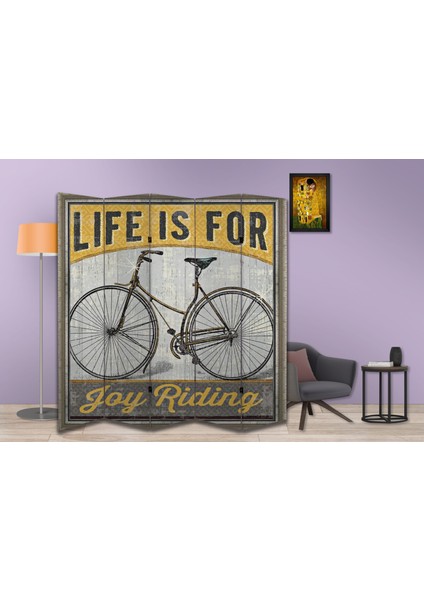 Retro Temalı Özel Tasarım Paravan Room Divider 180 x 200 cm