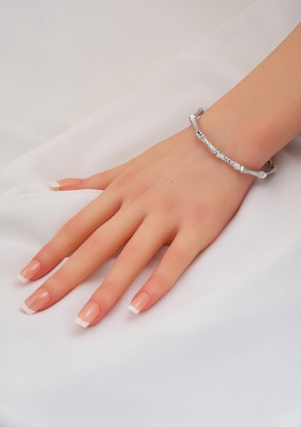 Beyaz Altın Işıltılı Kelepçe Bileklik 14 Ayar fiyatları