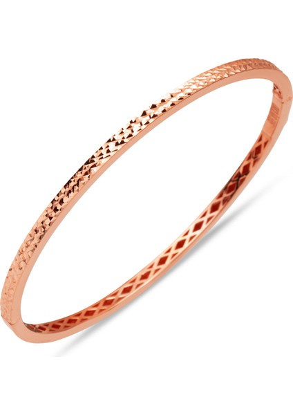 Taşsız Rose Altın 14 Ayar Kelepçe Bilezik