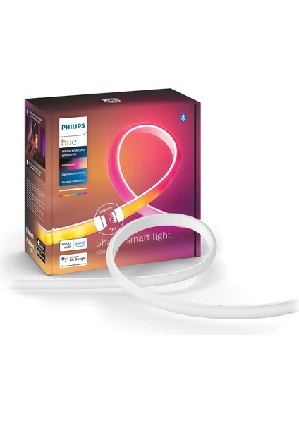 Hue Gradient Akıllı Renkli LED Şerit Aydınlatma, 1m, Genişletme Paketi, 16 Milyon Renk ve Renk Geçişi
