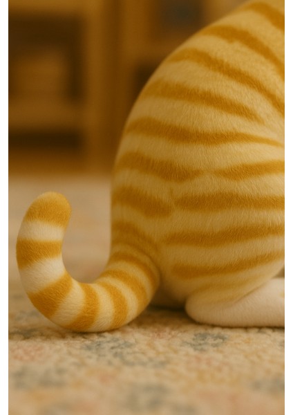 Gerçek Görünümlü Sesli Miyavlayan Peluş Kedi | 35 cm Ayakta Oyuncak Tekir| Peluş Oyuncak