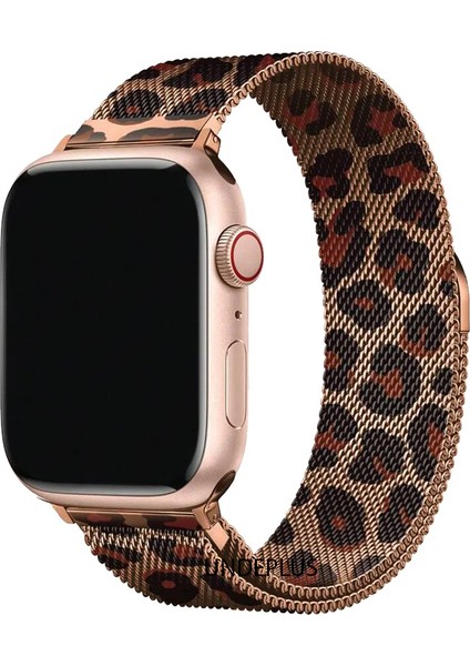Apple Watch 10 42MM - 38/40/41MM Leopar Desenli Kordon Milano Loop Metal Kordon 2/3/4/5/6/se/7/8/9