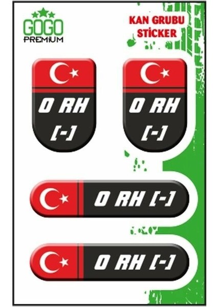 Kan Grubu I 0 Rh(-) Siyah Dörtlü Damla Etiket