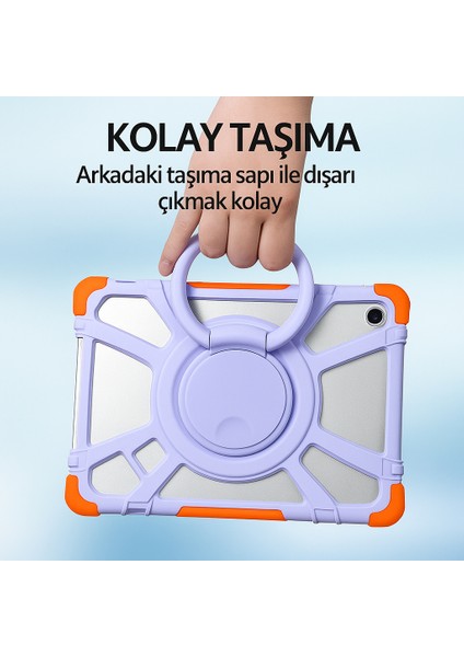 Samsung Galaxy Tab A9 Plus 11 Inç (X210) Uyumlu Çocuk Tablet Kılıfı Dönebilen Standlı Taşınabilir Silikon Koruma