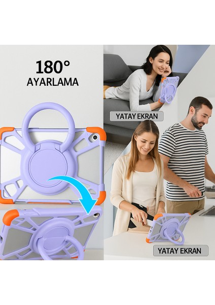 Samsung Galaxy Tab A9 Plus 11 Inç (X210) Uyumlu Çocuk Tablet Kılıfı Dönebilen Standlı Taşınabilir Silikon Koruma