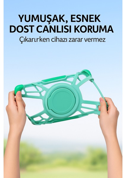 Samsung Galaxy Tab A9 Plus 11 Inç (X210) Uyumlu Çocuk Tablet Kılıfı Dönebilen Standlı Taşınabilir Silikon Koruma