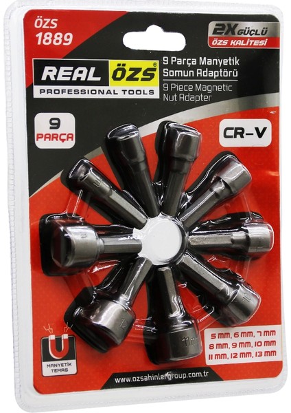 9 Parça - 5-13 mm Manyetik Somun Sökme - Çatı Adaptörü (4767)