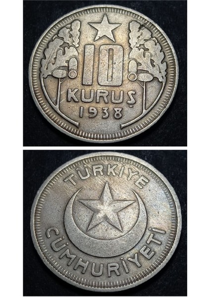 3996368168C43A9393 (1938) 10KURUŞ 1938 Ççt+/ca Eski Madeni Para
