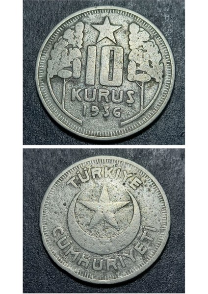 3996368168B611EB85 1936 10KURUŞ (Rr) Nadir Çıkar Çt/çt+ Eski Yerli Madeni Para