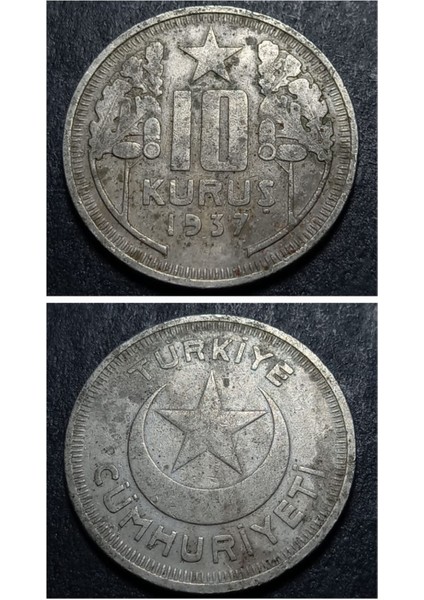 3996368168A1F9C3B8 1937 10KURUŞ Çt Eski Madeni Para