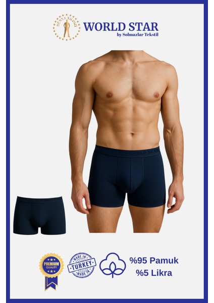 6'lı Lacivert Düz Renk Erkek Boxer – Pamuklu ve Likralı fiyatları