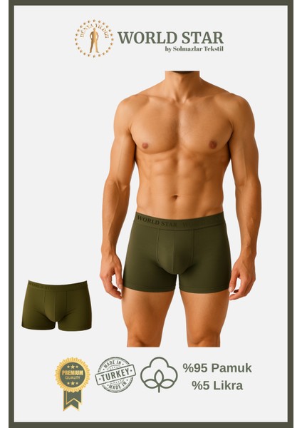 6'lı Haki Düz Renk Erkek Boxer – Pamuklu ve Likralı fiyatları