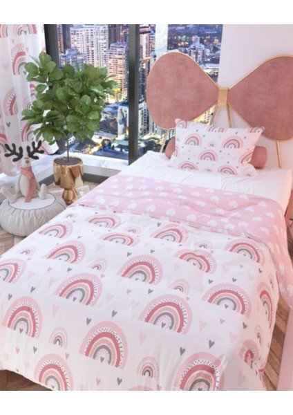 Pastel Gökkuşağı Çift Taraflı Çocuk Nevresim Takımı Polycotton