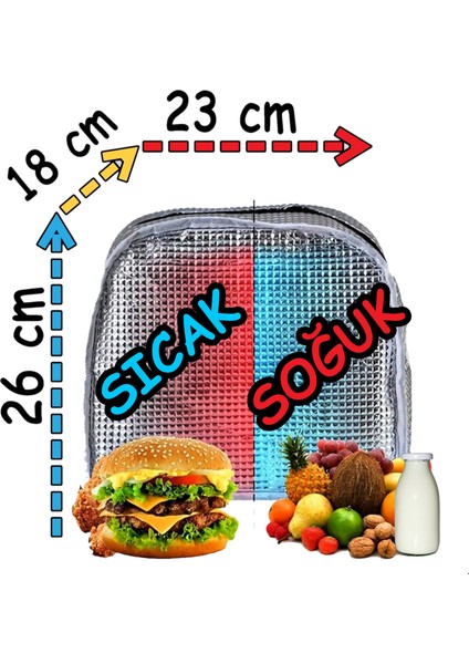 Beslenme Çantası Isı Yalıtımlı Termal Termoslu Sıcak Soğuk Yemek, Mama, Gıda Askılı Taşıma Çantası