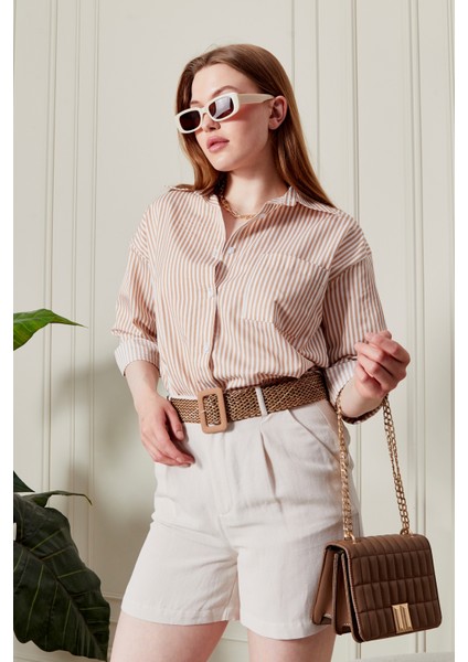 Çizgili Oversize Kadın Gömlek fiyatları