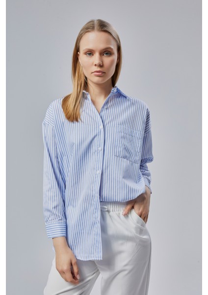 Çizgili Oversize Kadın Gömlek fiyatları