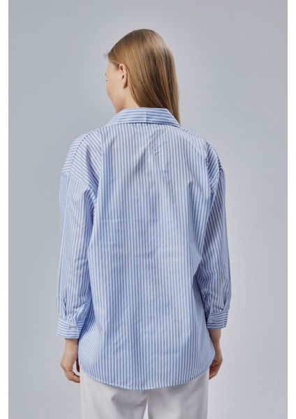 Çizgili Oversize Kadın Gömlek fırsatları