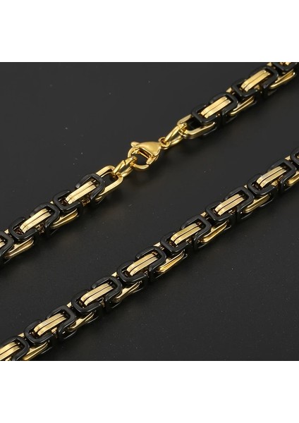Çelik Bileklik Kral Zincir Model 0.5 mm 22 cm Bizans Bağlantı Altın Sarısı (Gold) Siyah (Black) modelleri