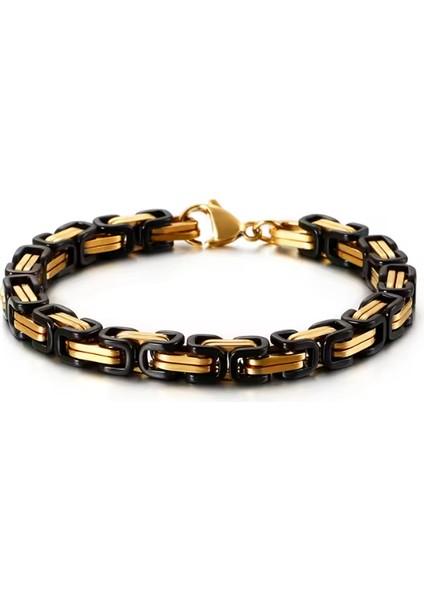 Çelik Bileklik Kral Zincir Model 0.5 mm 22 cm Bizans Bağlantı Altın Sarısı (Gold) Siyah (Black) fırsatları