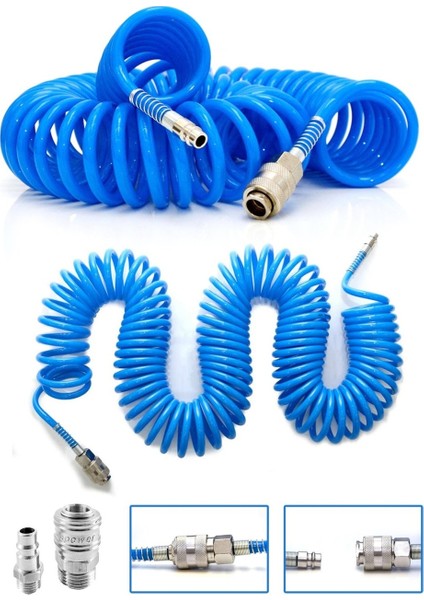 Yüksek Kalite Kompresör Spiral Hava Hortumu 8 mm 15 mt Hava Jakı Hava Tabancası Recor Seti fiyatları