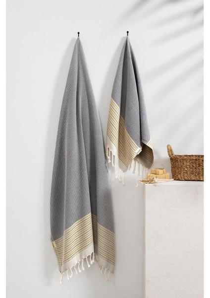 Gri Agora Peşkir Peştamal Seti - %100 Pamuk - Banyo & Plaj Havlusu