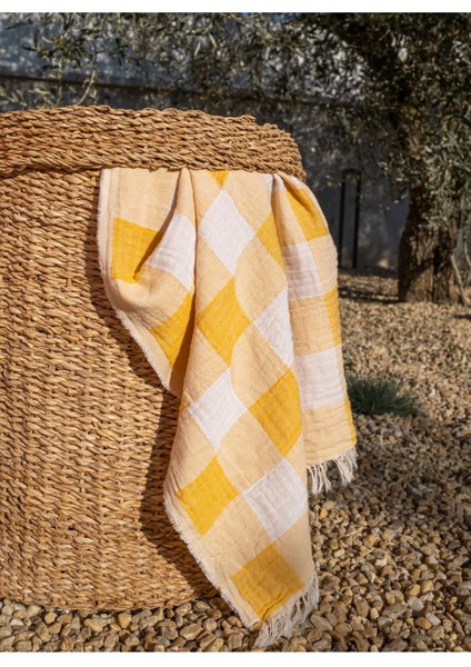 Plaid Pamuk Peştamal Sarı 90X160 - Keseli