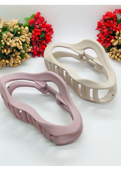 Kadın Soft Renkli Mandal Toka Saç Tokası 11 cm Büyük Boy 2'li