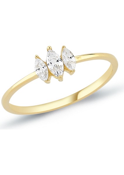 14 Ayar Altın İnce ve Şık Işıltı Yüzük