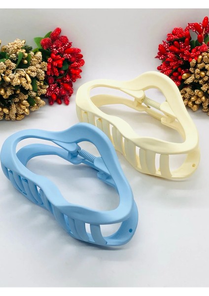 Kadın Soft Renkli Mandal Toka Saç Tokası 11 cm Büyük Boy 2'li fiyatları