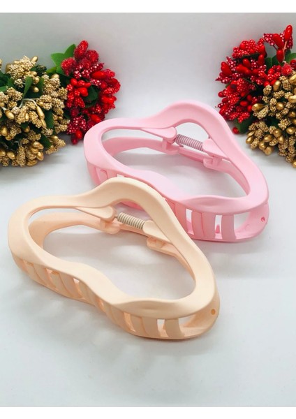 Kadın Soft Renkli Mandal Toka Saç Tokası 11 cm Büyük Boy 2'li modelleri