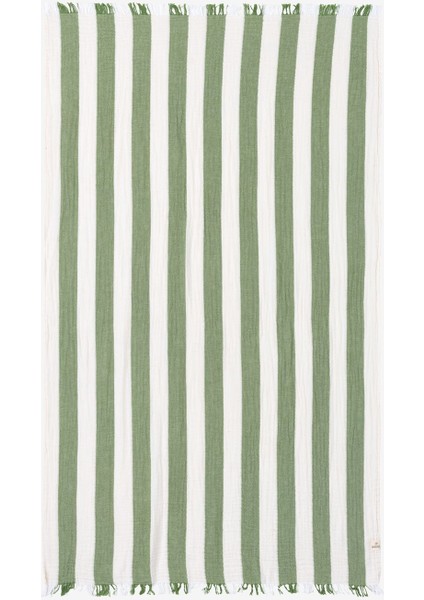 Striped Gauze Pamuk Peştamal Yeşil 90X175
