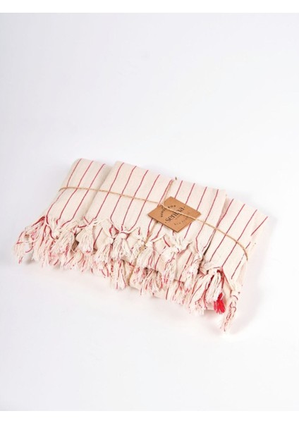 %100 Pamuk Peştemal Peşkir Set - Kırmızı Çizgili, Plaj Havlusu, Banyo Havlusu fırsatları