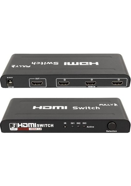 Fırsat Byr G-538H 3 Giriş 1 Çıkış HDMI Switcher Toplayıcı Metal Kasa Adaptörlü Yeni