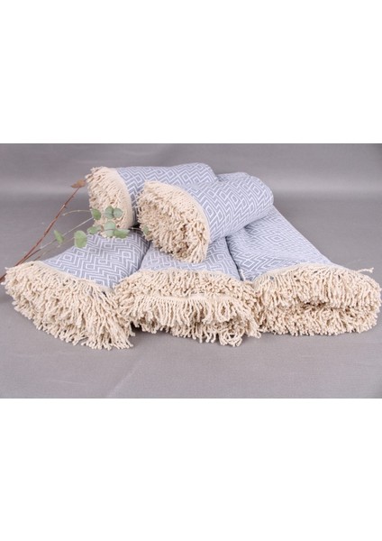 Peştemal Açık Gri Plaj Peştemali 160X160 cm Pamuk Peştemal