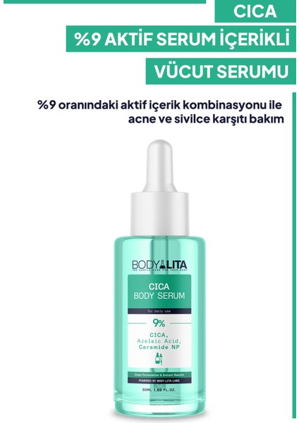 Cica ve %9 Aktif Serum Içerikli Vücut Serumu