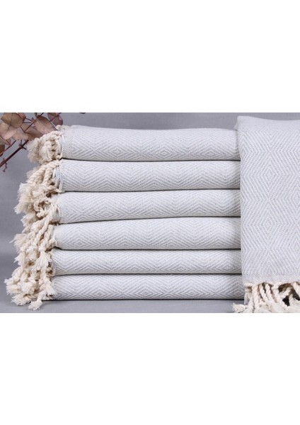 Peştemal Açık Gri Organik Pamuk Peştemal 100X186 cm Pamuk Peştemal Piknik Peştemal