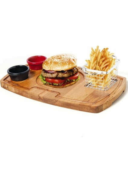 Burger Servis Sunum Tahtası ve Seti Gastrontepe