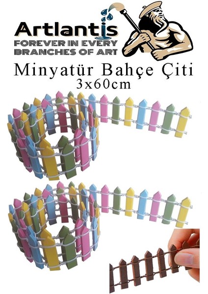 Mini Bahçe Çiti Mavi 3X60CM 2 Adet Dekoratif Minyatir Bahçe Çiti Okul Proje Teraryum Mini Ev Bahçe Çit