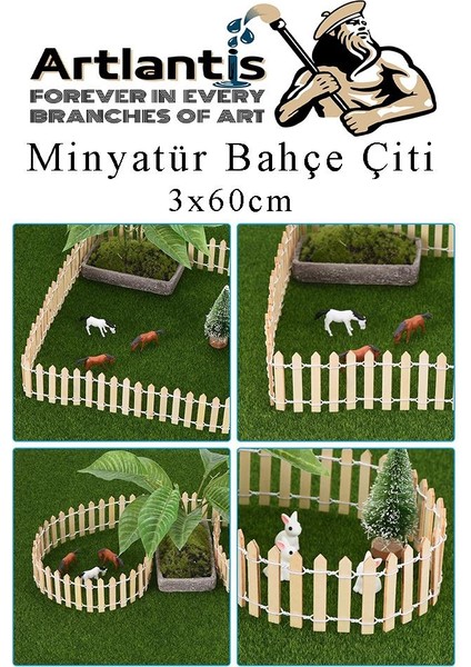 Mini Bahçe Çiti Mavi 3X60CM 2 Adet Dekoratif Minyatir Bahçe Çiti Okul Proje Teraryum Mini Ev Bahçe Çit