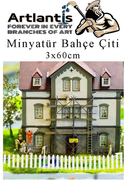Mini Bahçe Çiti Mavi 3X60CM 2 Adet Dekoratif Minyatir Bahçe Çiti Okul Proje Teraryum Mini Ev Bahçe Çit