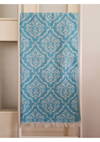 Peştemal, Banyo Havlusu, Plaj Havlusu, %100 Pamuk Damask Mavi